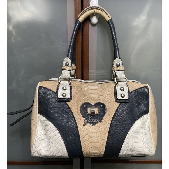 Guess Vintage Y2K Faux Snakeskin Reptile Leather Tote Shoulder